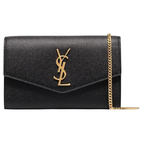 ysl woc black on black|UPTOWN CHAIN WALLET IN GRAIN DE POUDRE EMBOSSED .